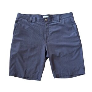 Peter Millar Mens 38 Shackelford Blue Flat Front Performance Golf Shorts